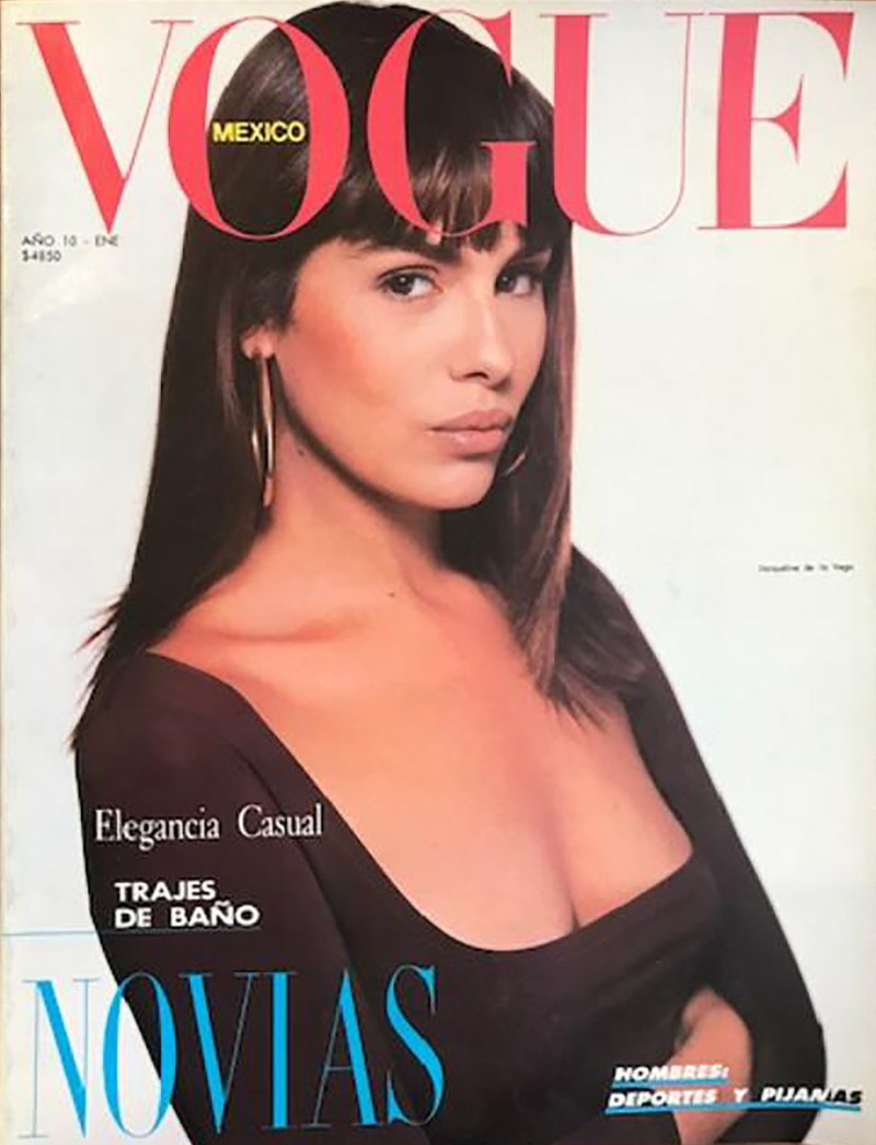 Jacqueline de la Vega featured on the Vogue Mexico cover from January 1989