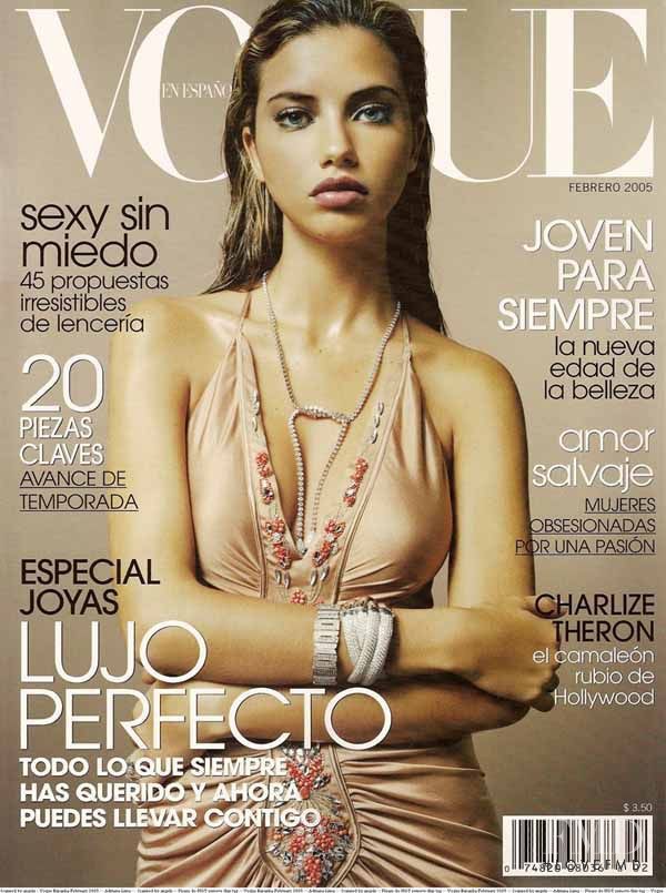 Adriana Lima featured on the Vogue Mexico cover from February 2005