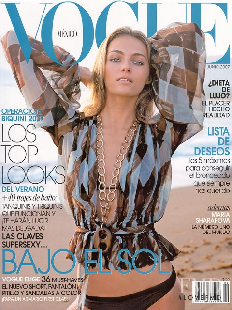 Valentina Zelyaeva featured on the Vogue Mexico cover from June 2007