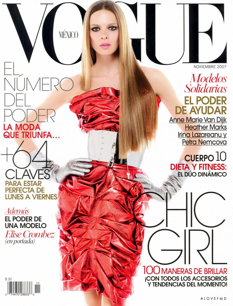 Elise Crombez featured on the Vogue Mexico cover from November 2007