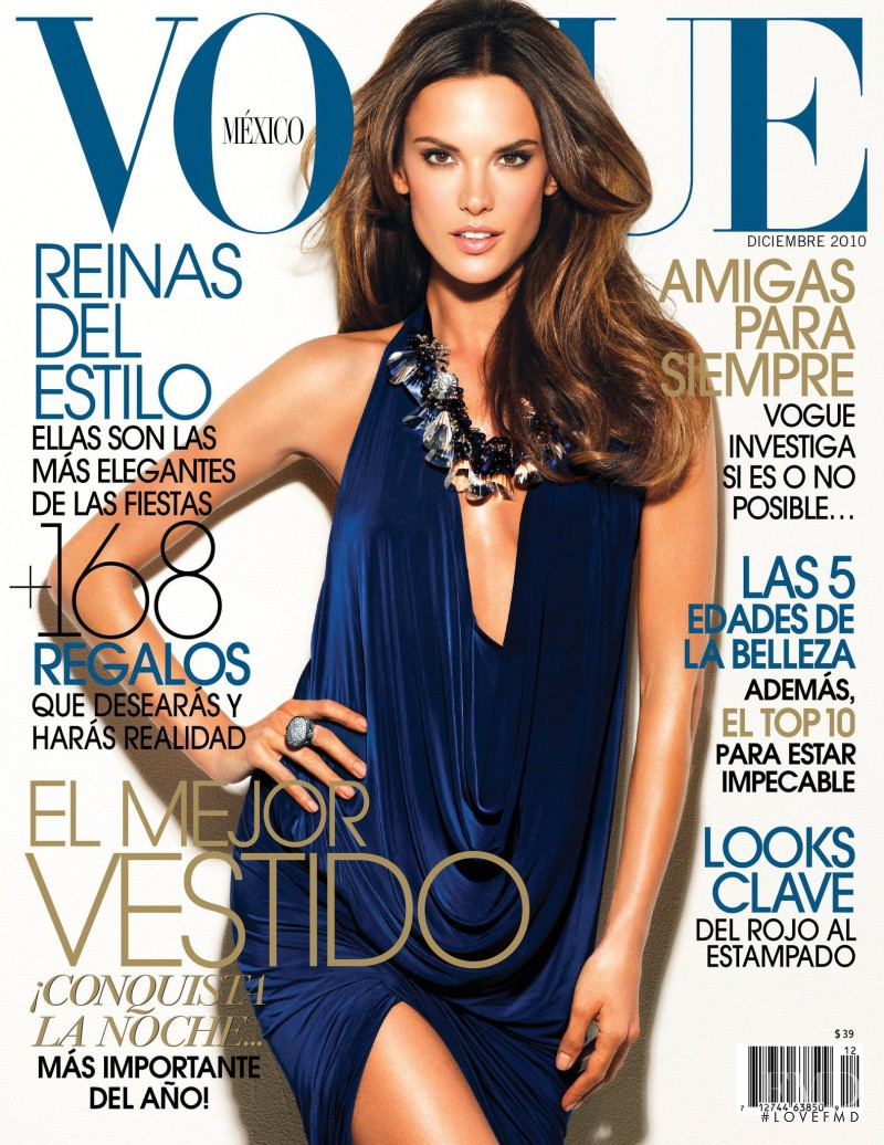 Alessandra Ambrosio featured on the Vogue Mexico cover from December 2010