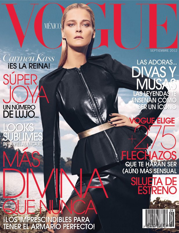 Carmen Kass featured on the Vogue Mexico cover from September 2012