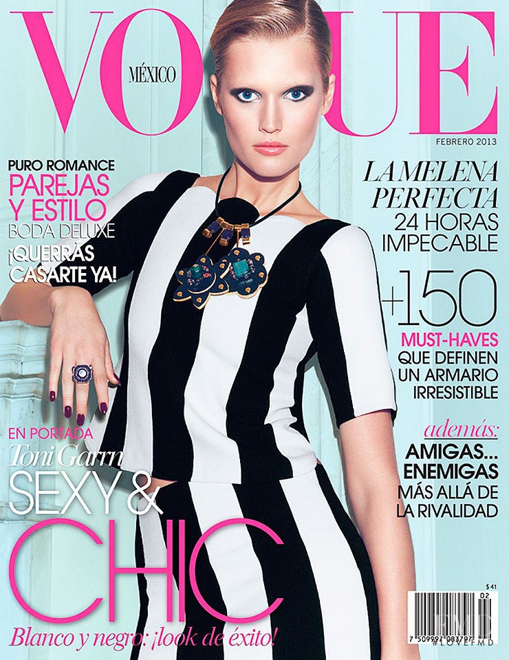 Toni Garrn featured on the Vogue Mexico cover from February 2013