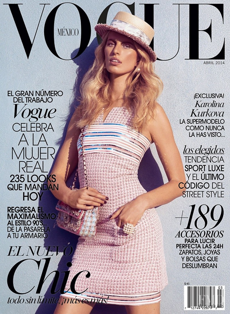 Karolina Kurkova featured on the Vogue Mexico cover from April 2014