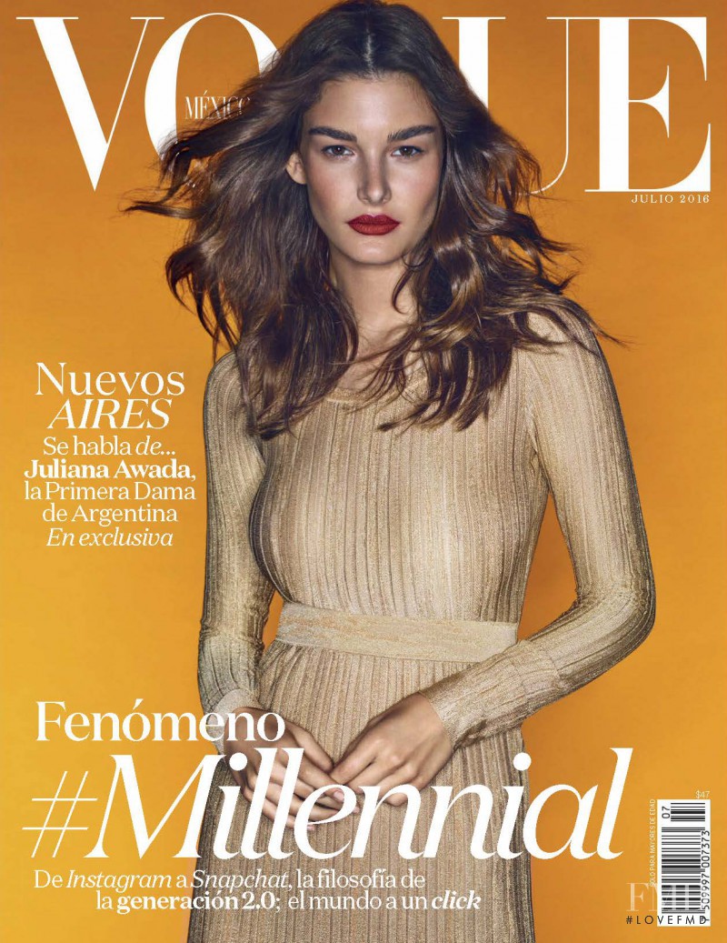 Ophélie Guillermand featured on the Vogue Mexico cover from July 2016