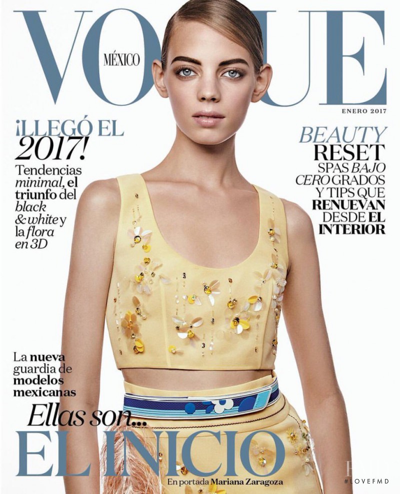 Mariana Zaragoza featured on the Vogue Mexico cover from January 2017
