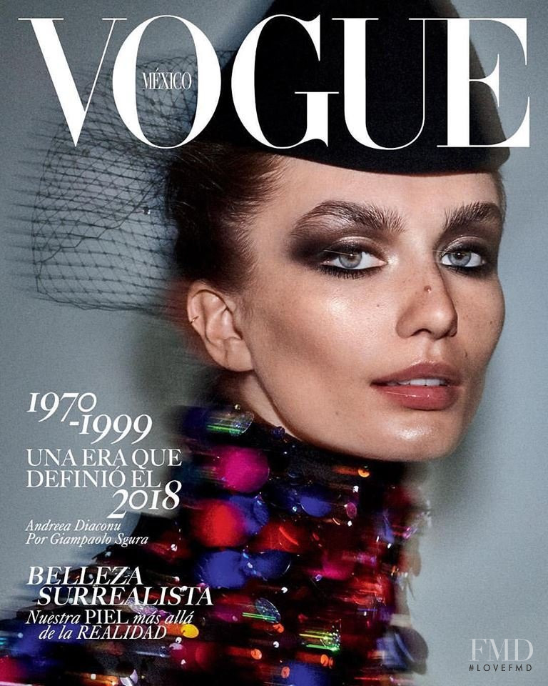 Andreea Diaconu featured on the Vogue Mexico cover from August 2018