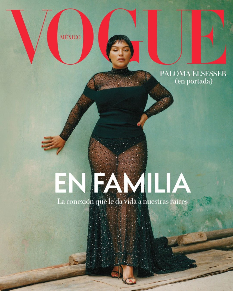 Paloma Elsesser featured on the Vogue Mexico cover from December 2023