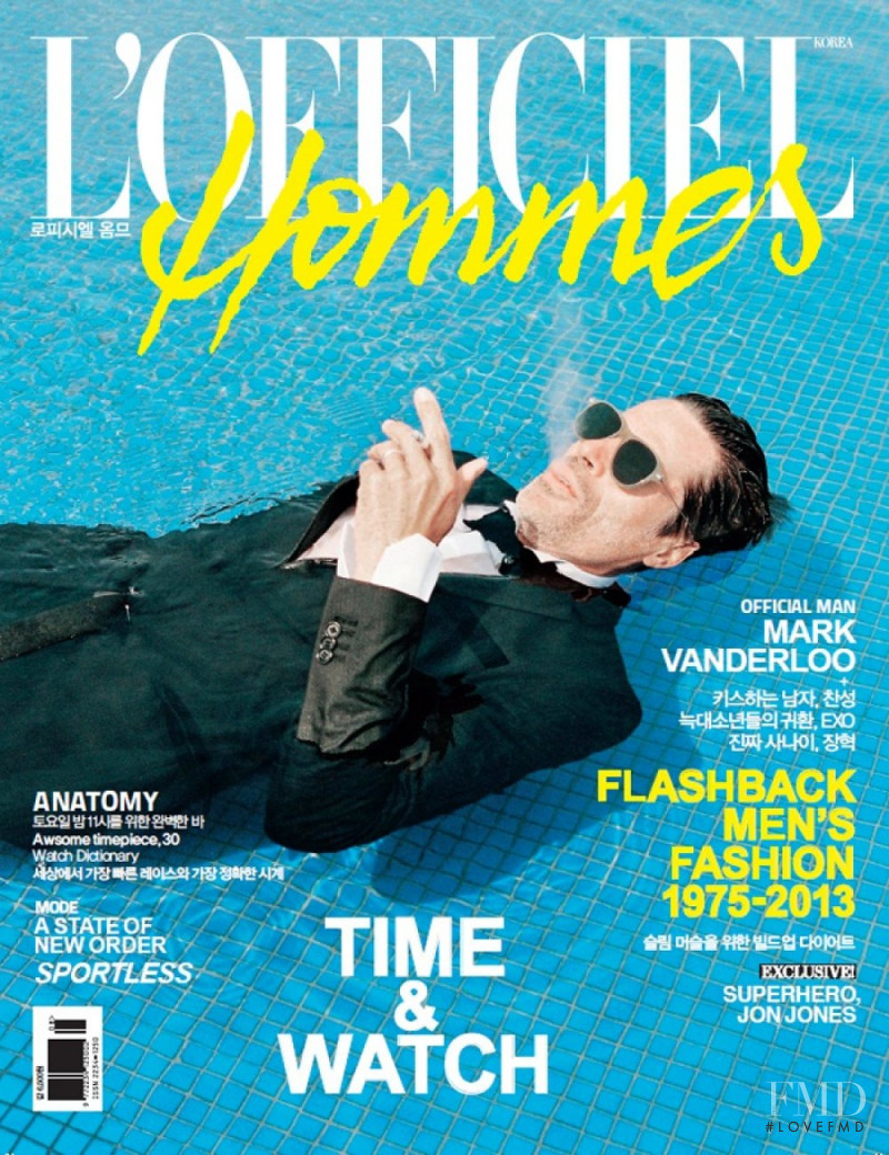Mark Vanderloo featured on the L\'Officiel Hommes Korea cover from August 2013