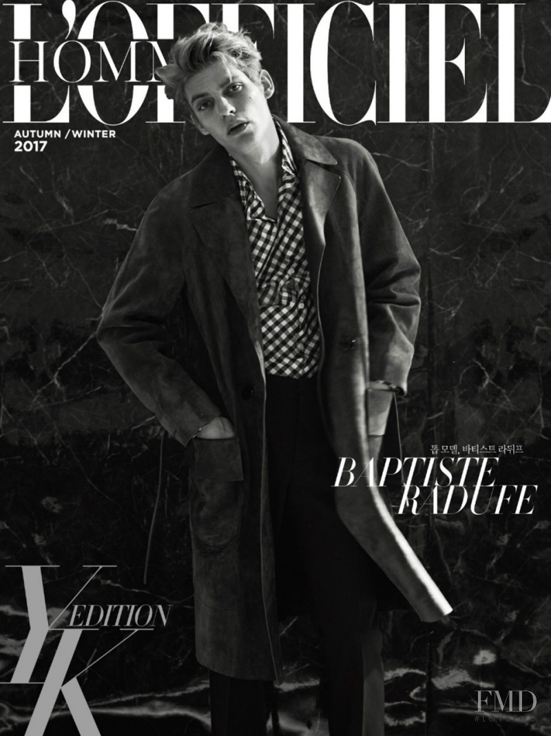 Baptiste Radufe featured on the L\'Officiel Hommes Korea cover from September 2017