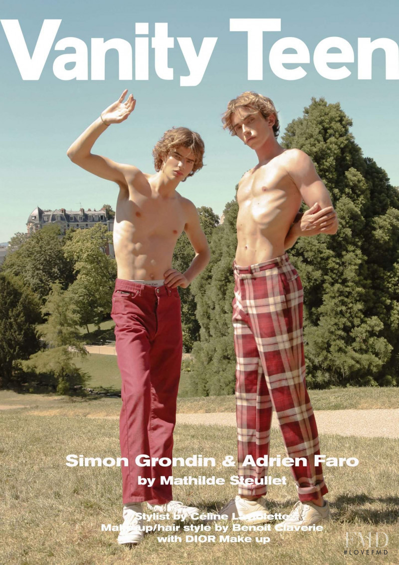 Simon Grondin, Adrien Faro featured on the Vanity Teen cover from September 2019