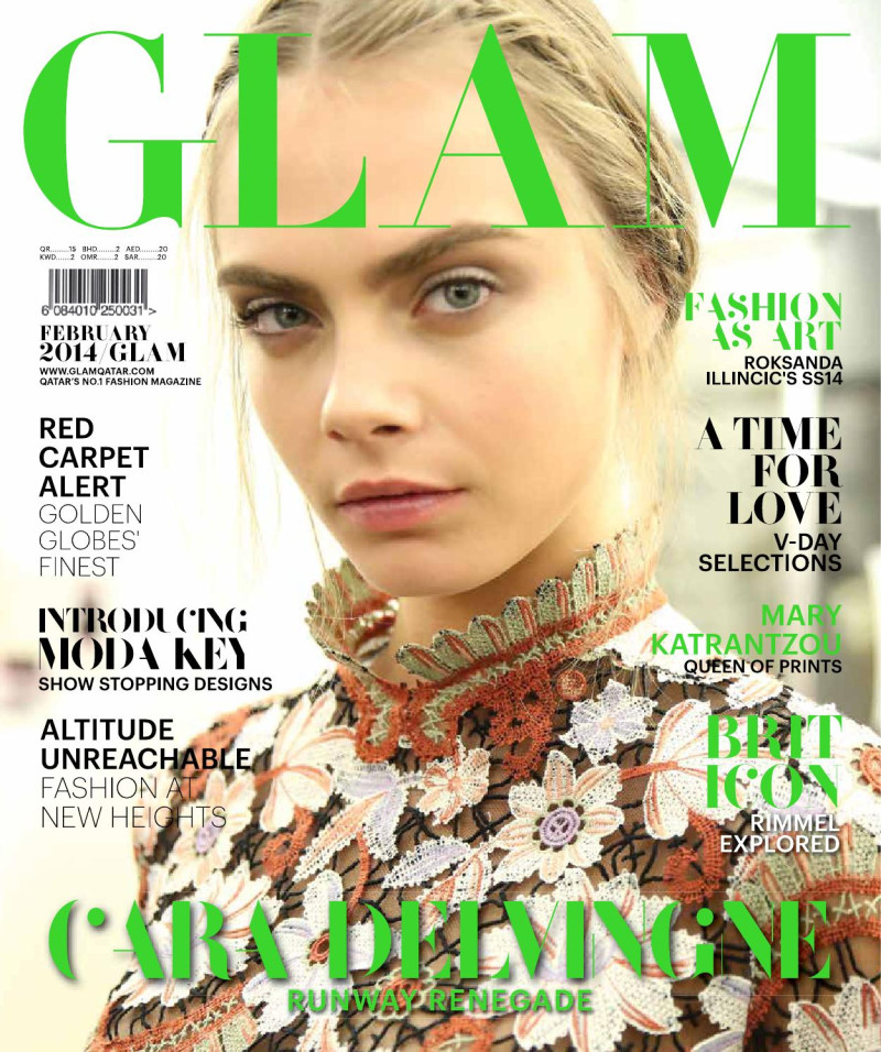 Cara Delevingne featured on the GLAM Qatar cover from February 2014