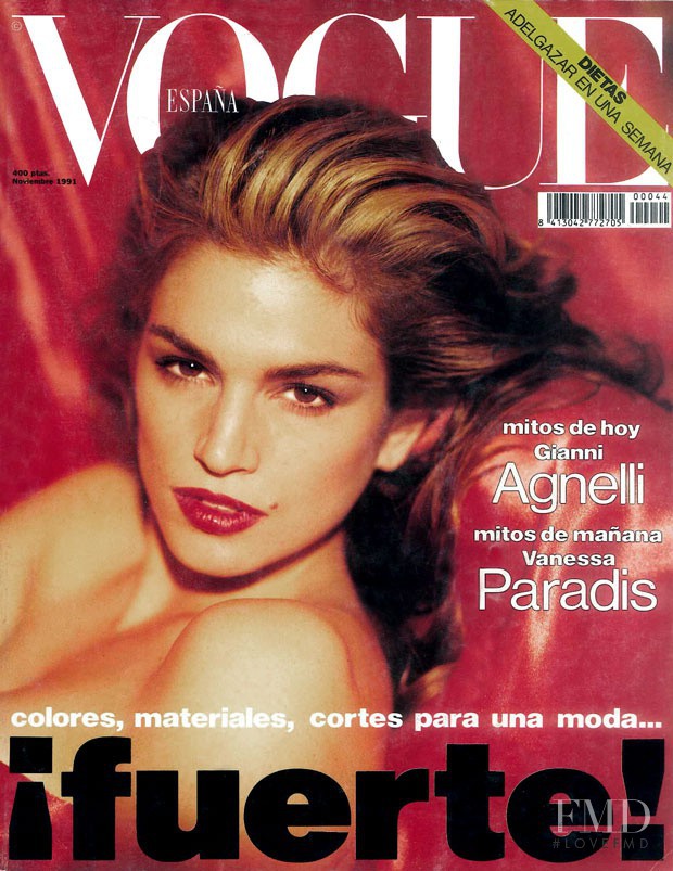 Cindy Crawford featured on the Vogue Spain cover from November 1991