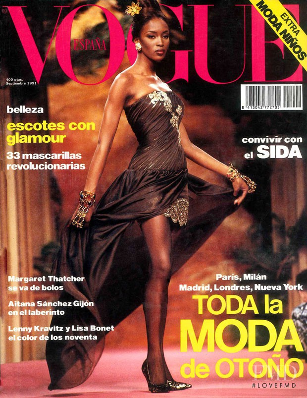 Naomi Campbell featured on the Vogue Spain cover from September 1991