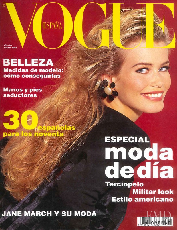 Claudia Schiffer featured on the Vogue Spain cover from October 1992