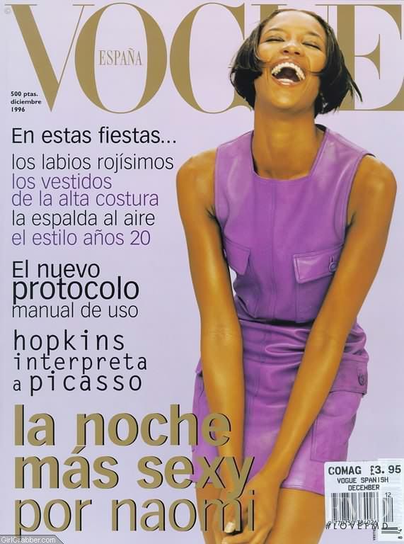 Naomi Campbell featured on the Vogue Spain cover from December 1996