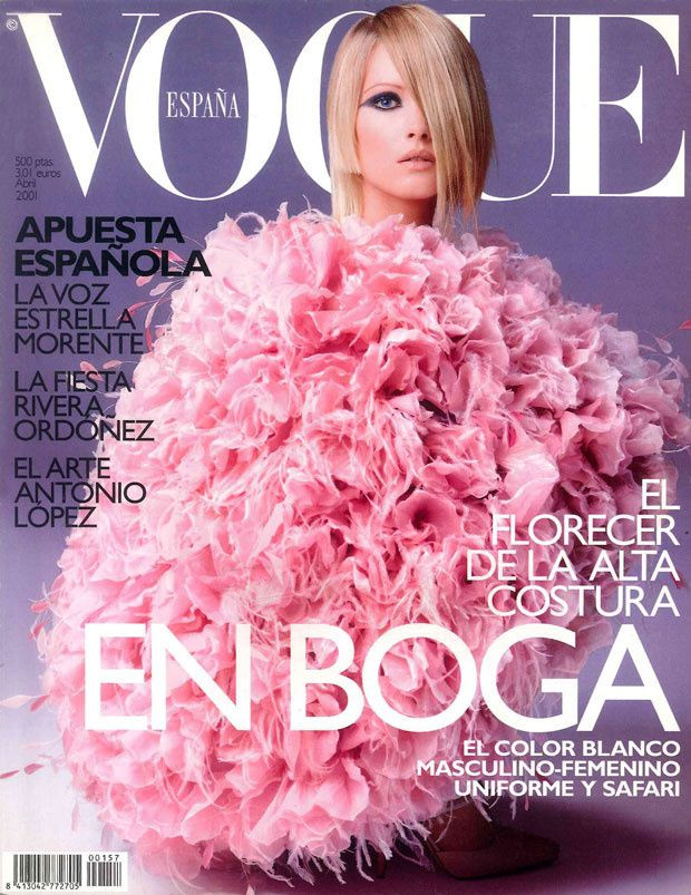 Sharon van der Knapp featured on the Vogue Spain cover from April 2001