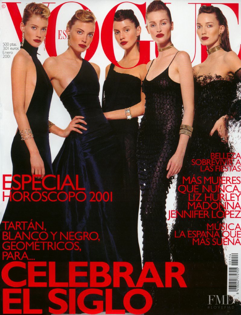 Camilla Thorsson, Courtney Herron, Angie Schmidt, Jennifer Ohlsson featured on the Vogue Spain cover from January 2001