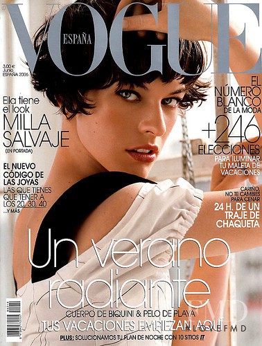 Milla Jovovich featured on the Vogue Spain cover from June 2006