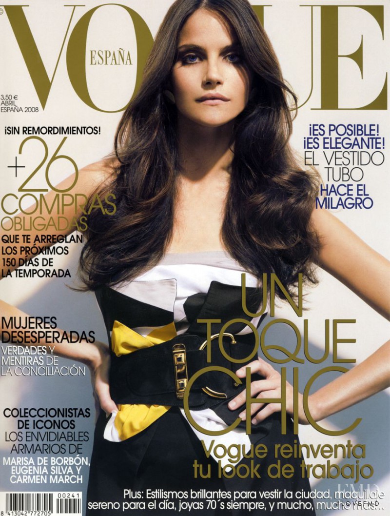 Missy Rayder featured on the Vogue Spain cover from April 2008