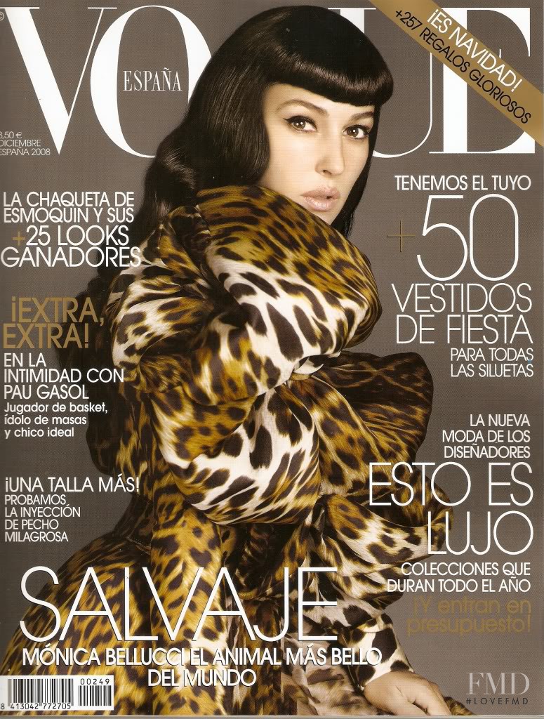 Monica Bellucci featured on the Vogue Spain cover from December 2008