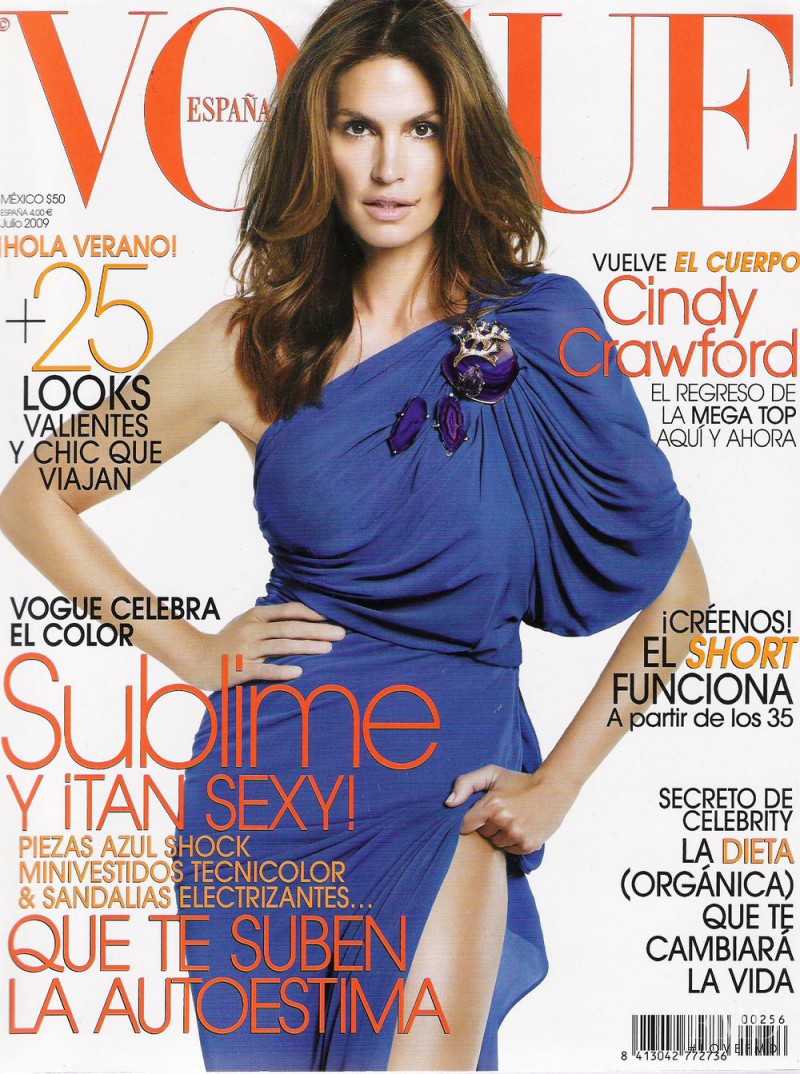 Cindy Crawford featured on the Vogue Spain cover from July 2009