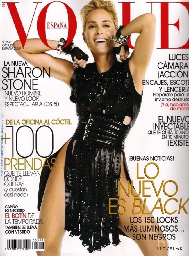 Sharon Stone featured on the Vogue Spain cover from October 2009