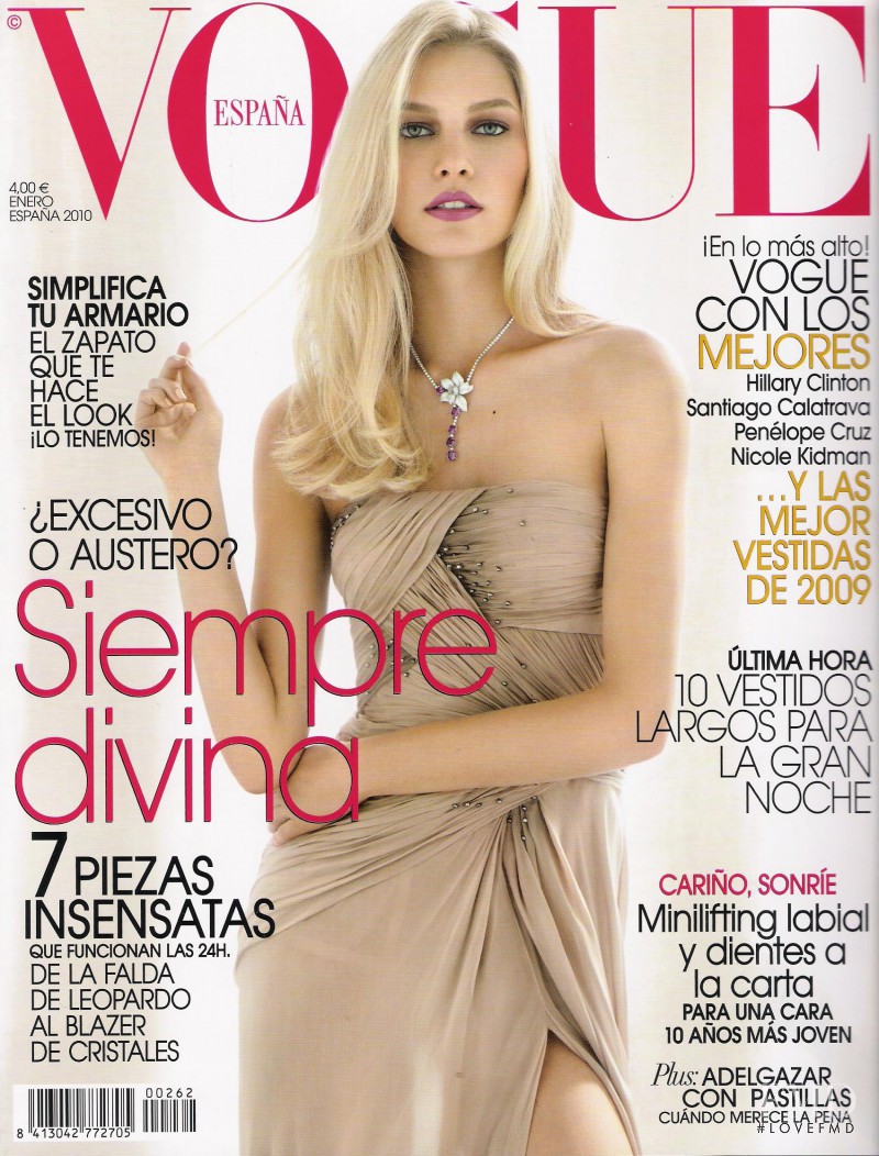 Aline Weber featured on the Vogue Spain cover from January 2010