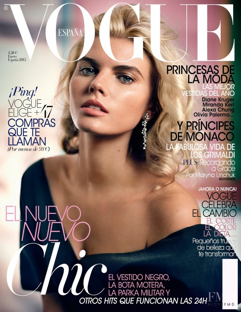 Maryna Linchuk featured on the Vogue Spain cover from January 2012