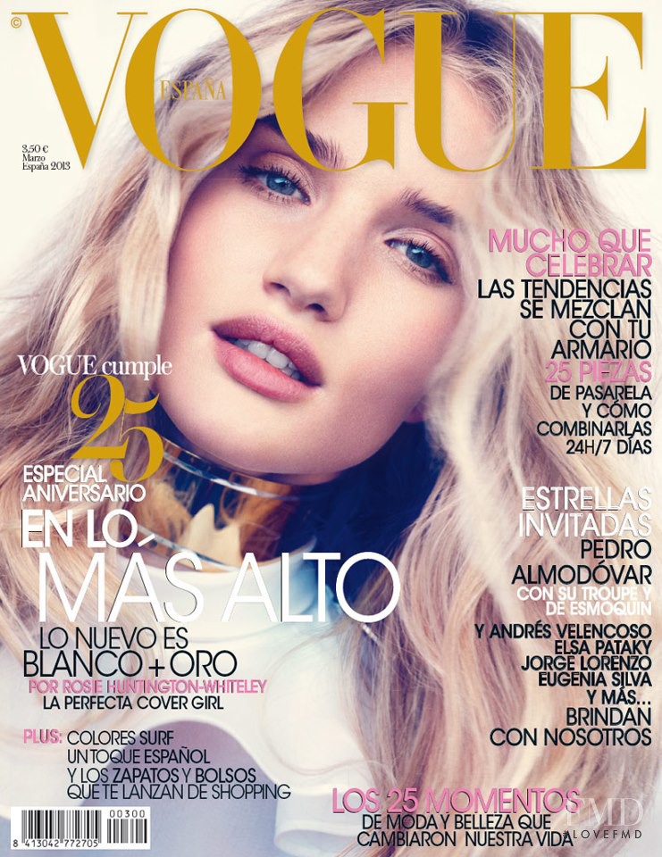 Rosie Huntington-Whiteley featured on the Vogue Spain cover from March 2013