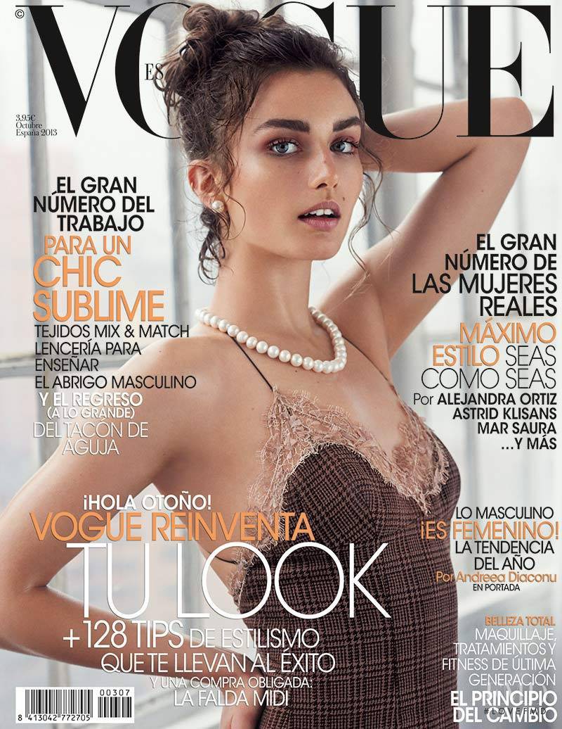 Andreea Diaconu featured on the Vogue Spain cover from October 2013