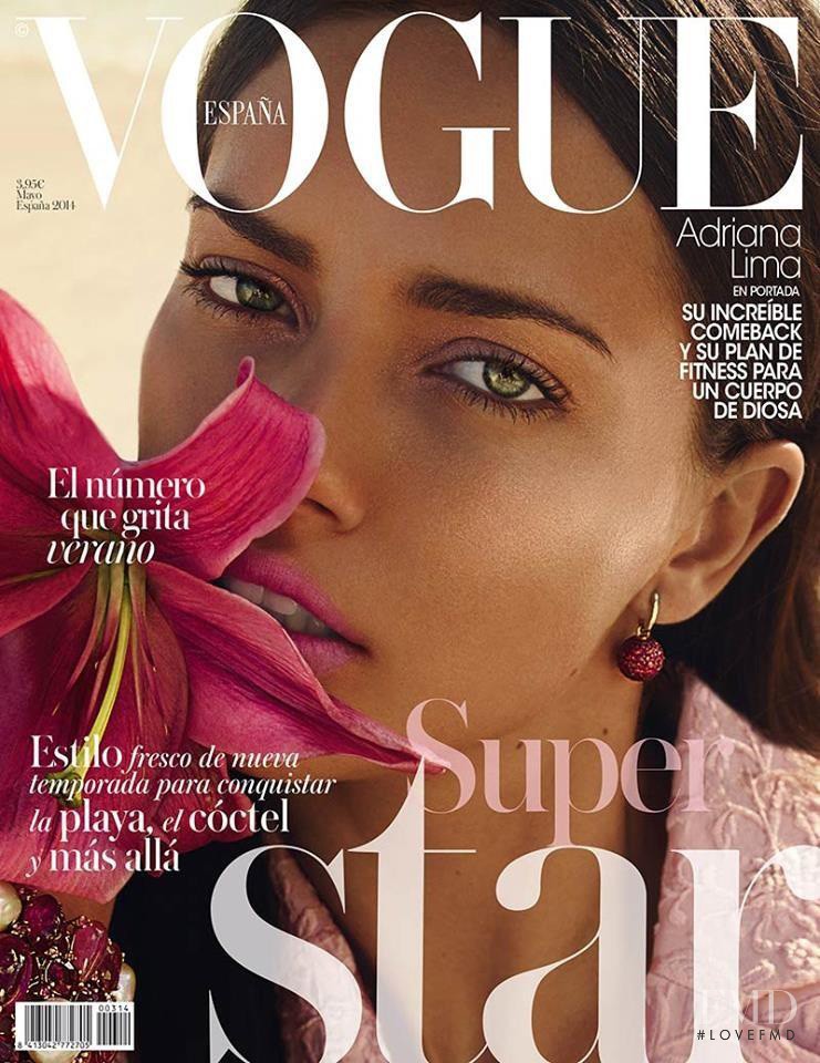 Adriana Lima featured on the Vogue Spain cover from May 2014