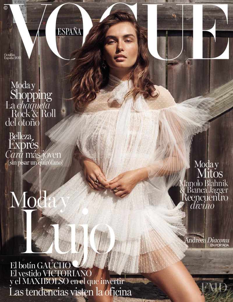 Andreea Diaconu featured on the Vogue Spain cover from October 2015