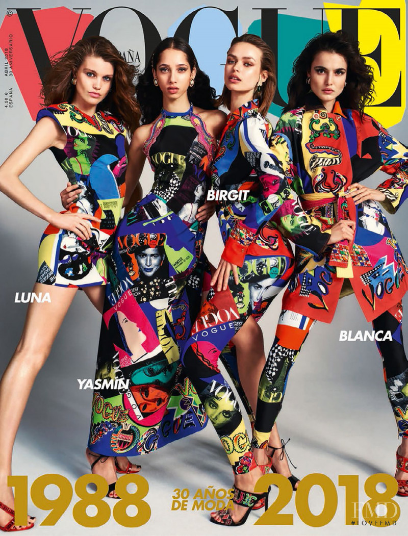 Blanca Padilla, Birgit Kos, Yasmin Wijnaldum, Luna Bijl featured on the Vogue Spain cover from April 2018