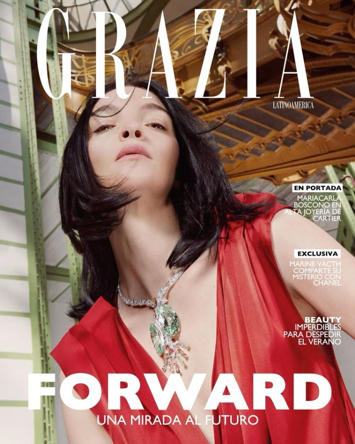 Mariacarla Boscono featured on the Grazia Latin America cover from August 2020