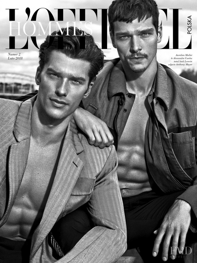 Alexandre Cunha, Aurelien Muller featured on the L\'Officiel Hommes Poland cover from August 2018