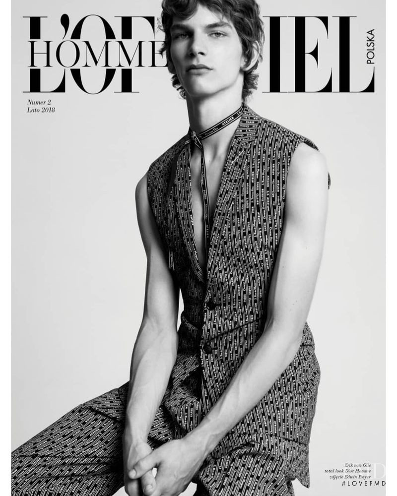 Erik van Gils featured on the L\'Officiel Hommes Poland cover from August 2018