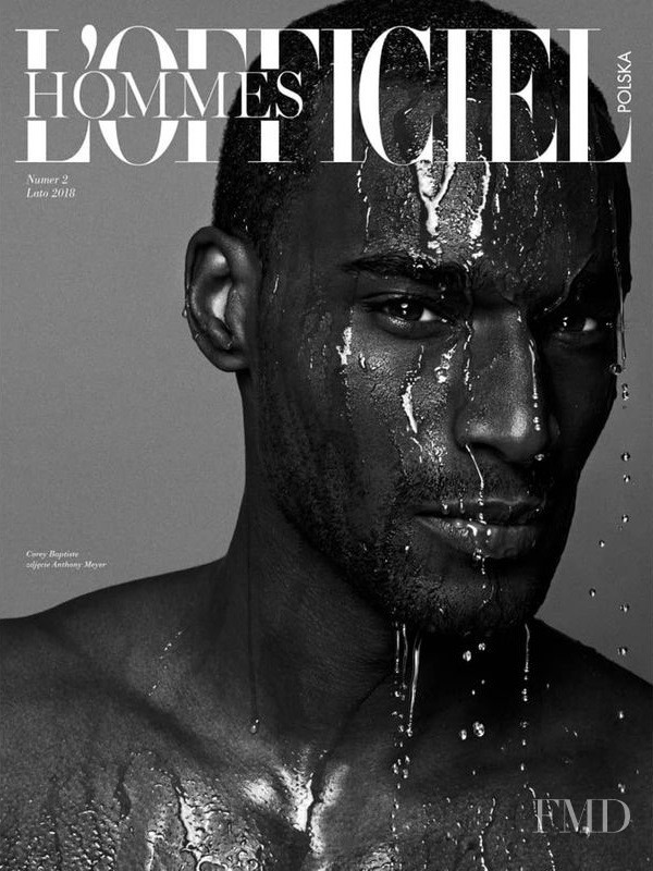 Corey Baptiste featured on the L\'Officiel Hommes Poland cover from August 2018