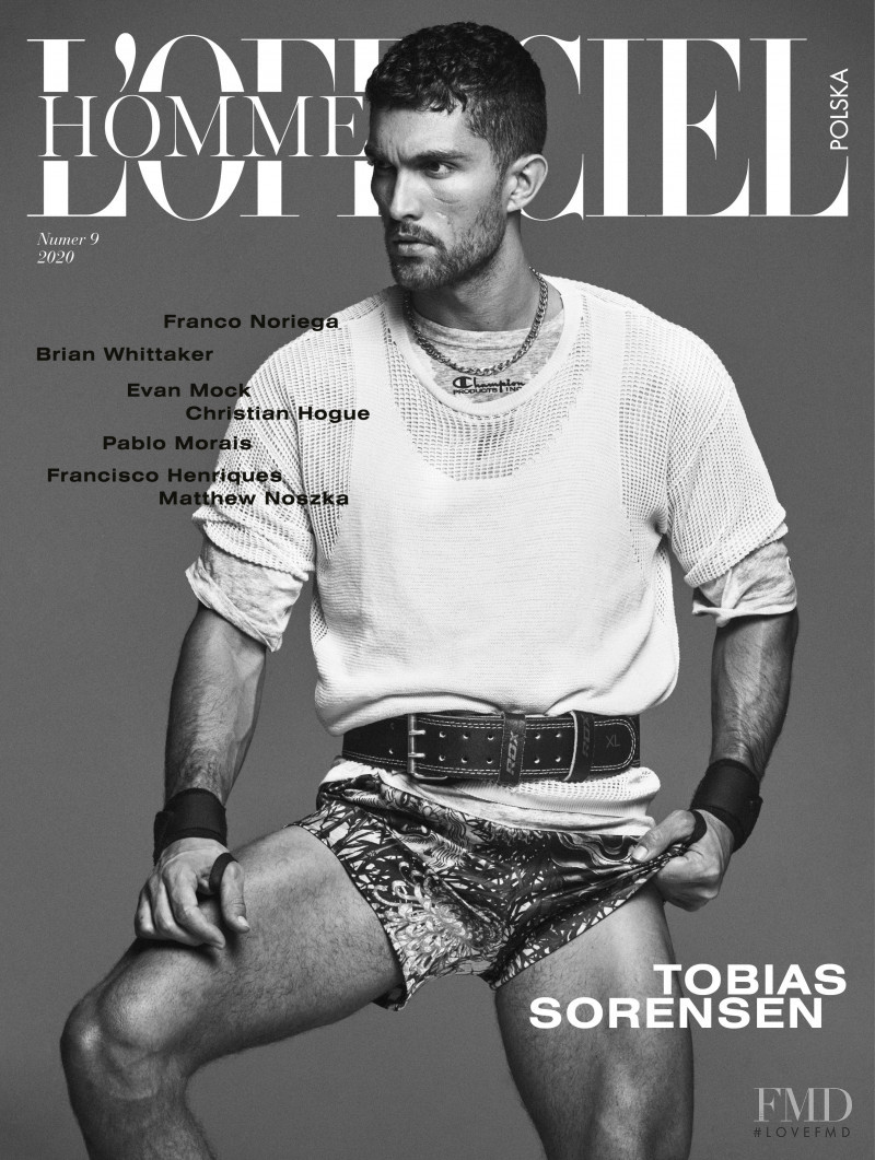 Tobias Sorensen featured on the L\'Officiel Hommes Poland cover from April 2020