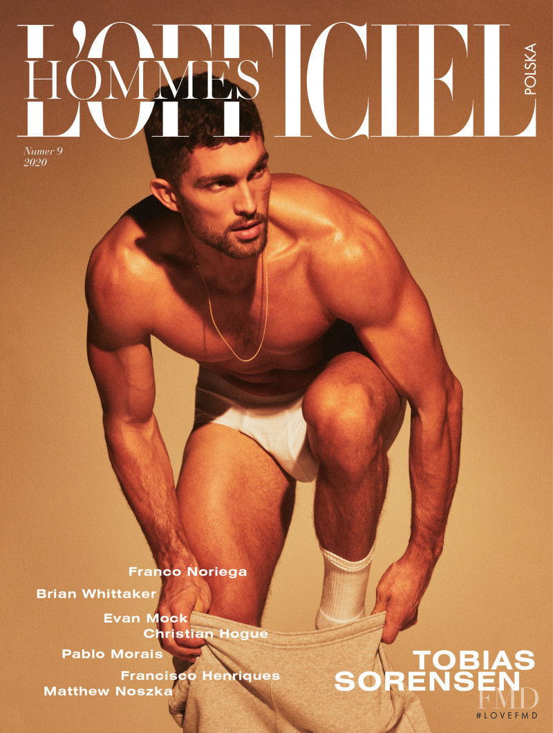 Tobias Sorensen featured on the L\'Officiel Hommes Poland cover from April 2020