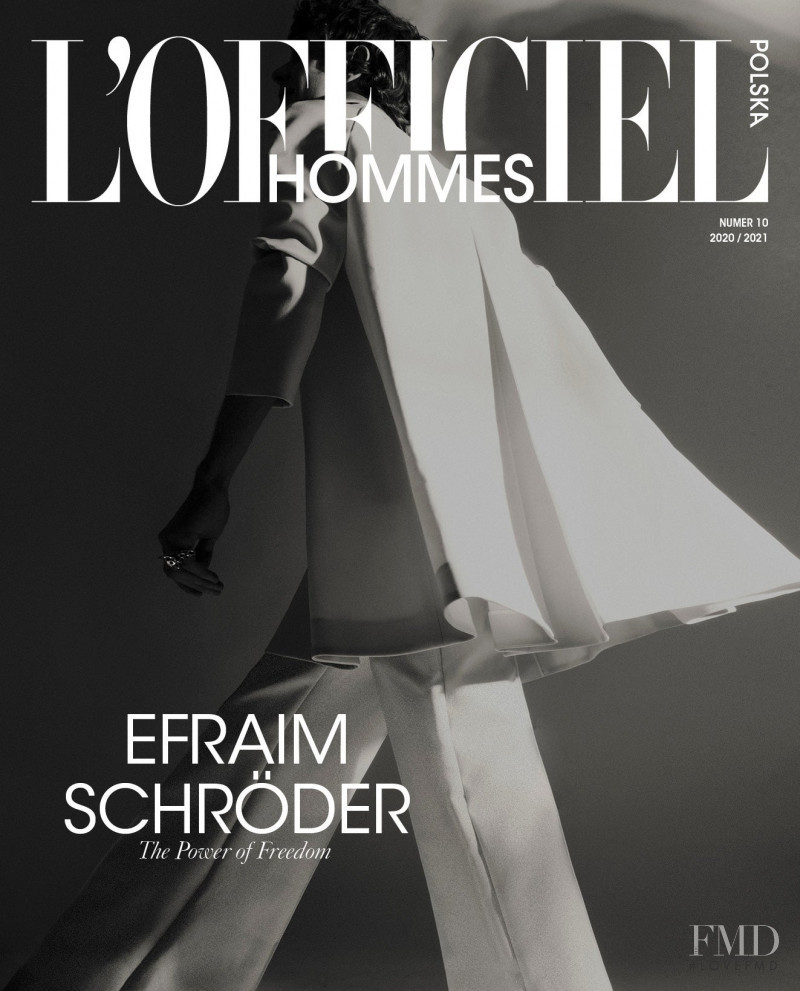 Efraim Schroder featured on the L\'Officiel Hommes Poland cover from December 2020