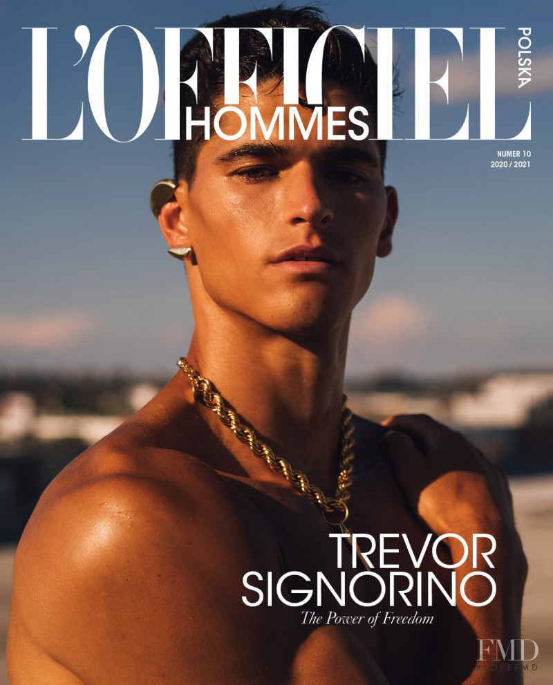 Trevor Signorino featured on the L\'Officiel Hommes Poland cover from December 2020