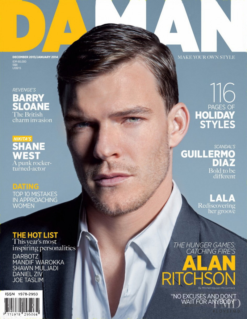 Alan Ritchson featured on the DA MAN cover from December 2013