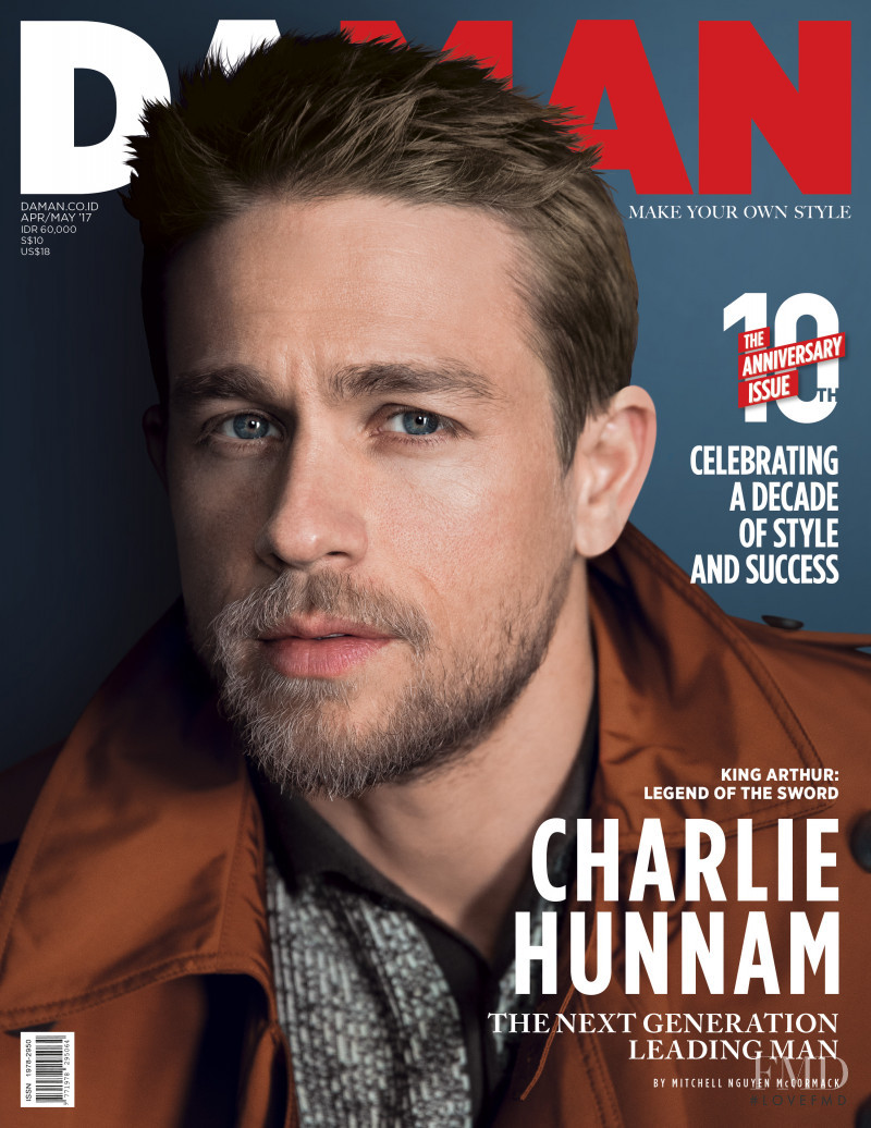 Charlie Hunnam featured on the DA MAN cover from April 2017