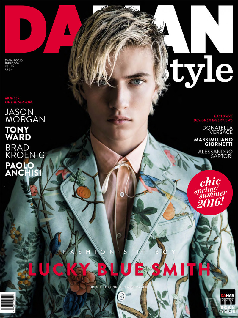 Lucky Blue Smith featured on the DA MAN Style cover from March 2016
