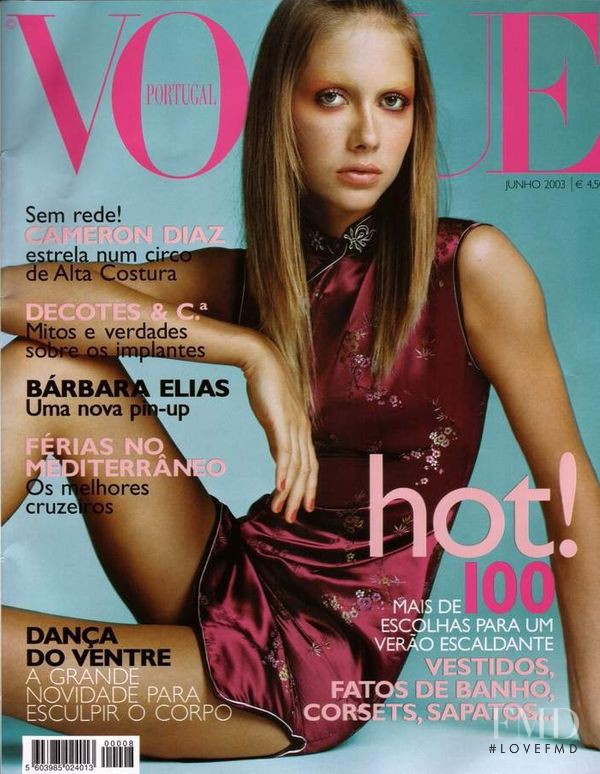 Ana Claudia Michels featured on the Vogue Portugal cover from June 2003