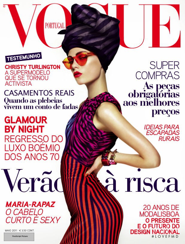 Caroline Brasch Nielsen featured on the Vogue Portugal cover from May 2011