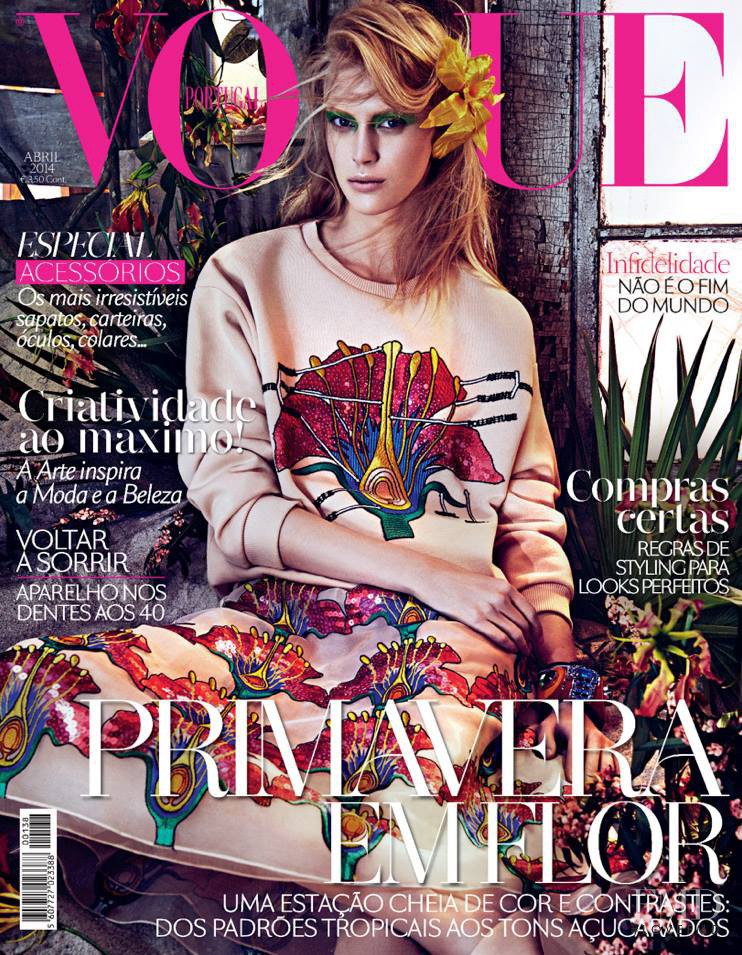 Juliana Schurig featured on the Vogue Portugal cover from April 2014