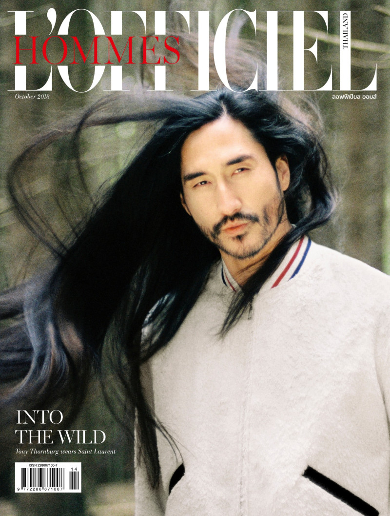 Tony Thornburg featured on the L\'Officiel Hommes Thailand cover from October 2018