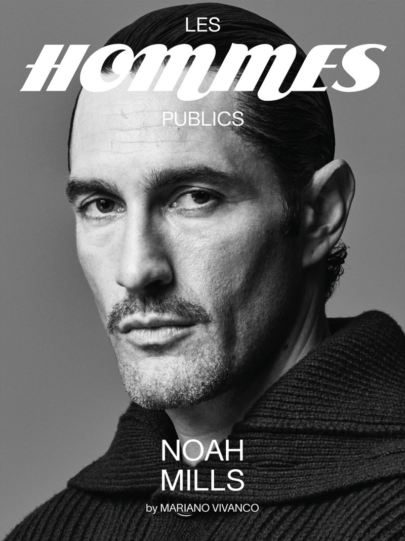 Noah Mills featured on the Les Hommes Publics cover from March 2025